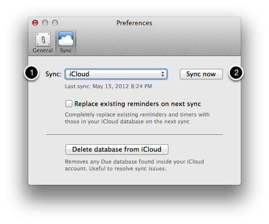 Setting up sync on Due for Mac