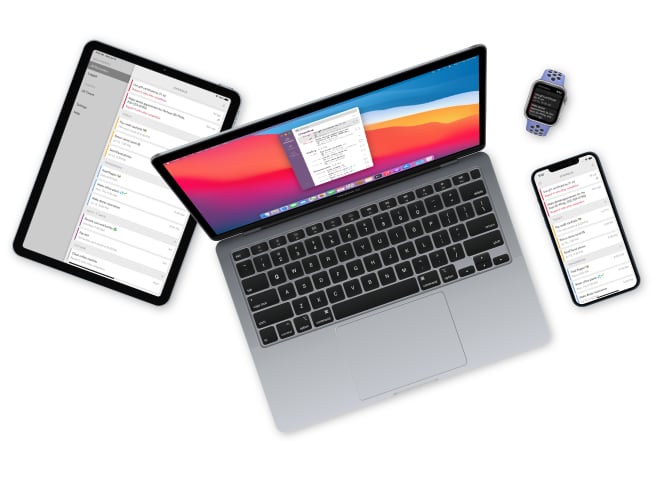 Due syncs across your iPhone, iPad and Mac with iCloud or Dropbox